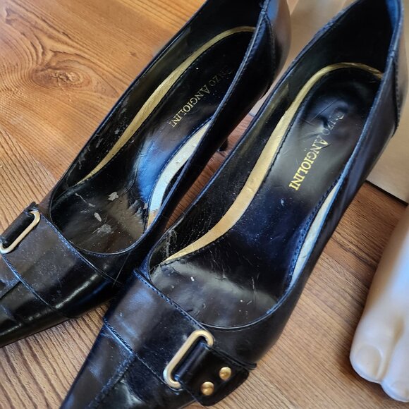 Enzo Angiolini Black and Gold Pumps with Bucke Size 7 - Picture 10 of 12